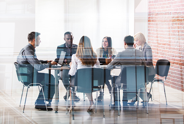 group sitting in the office