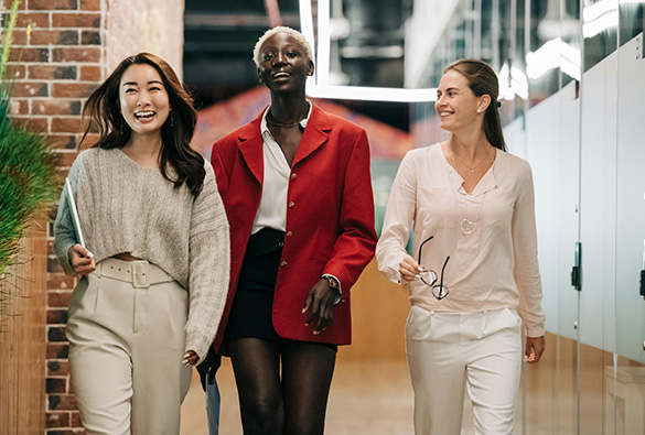 three women walking